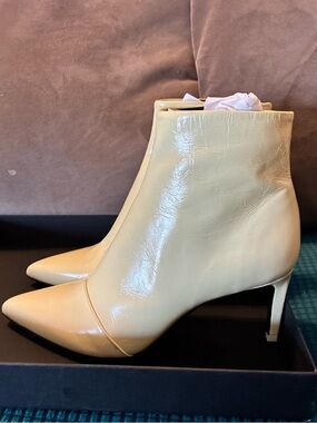 Rag & Bone Beha Pointed Toe White Crinkle Leather Boots Size 8 Like New